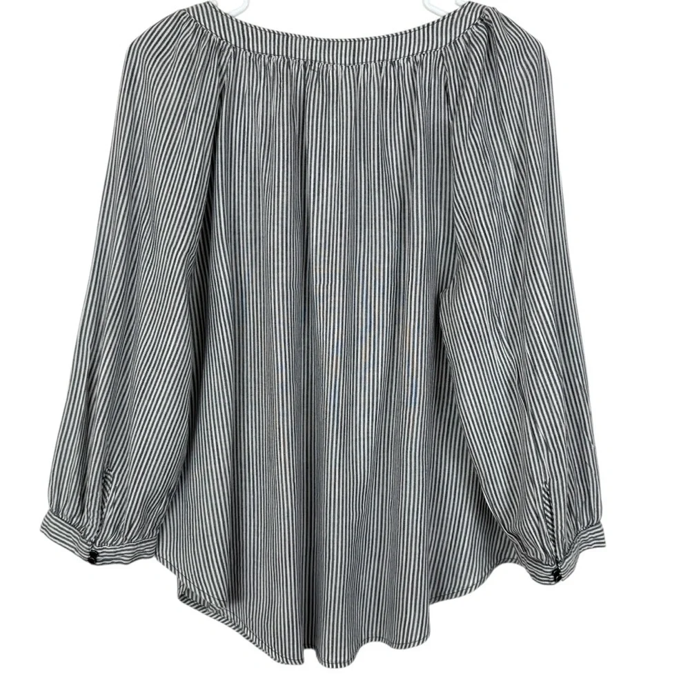 St. John’s Bay Navy Blue White Stripe Peasant Blouse – Size L